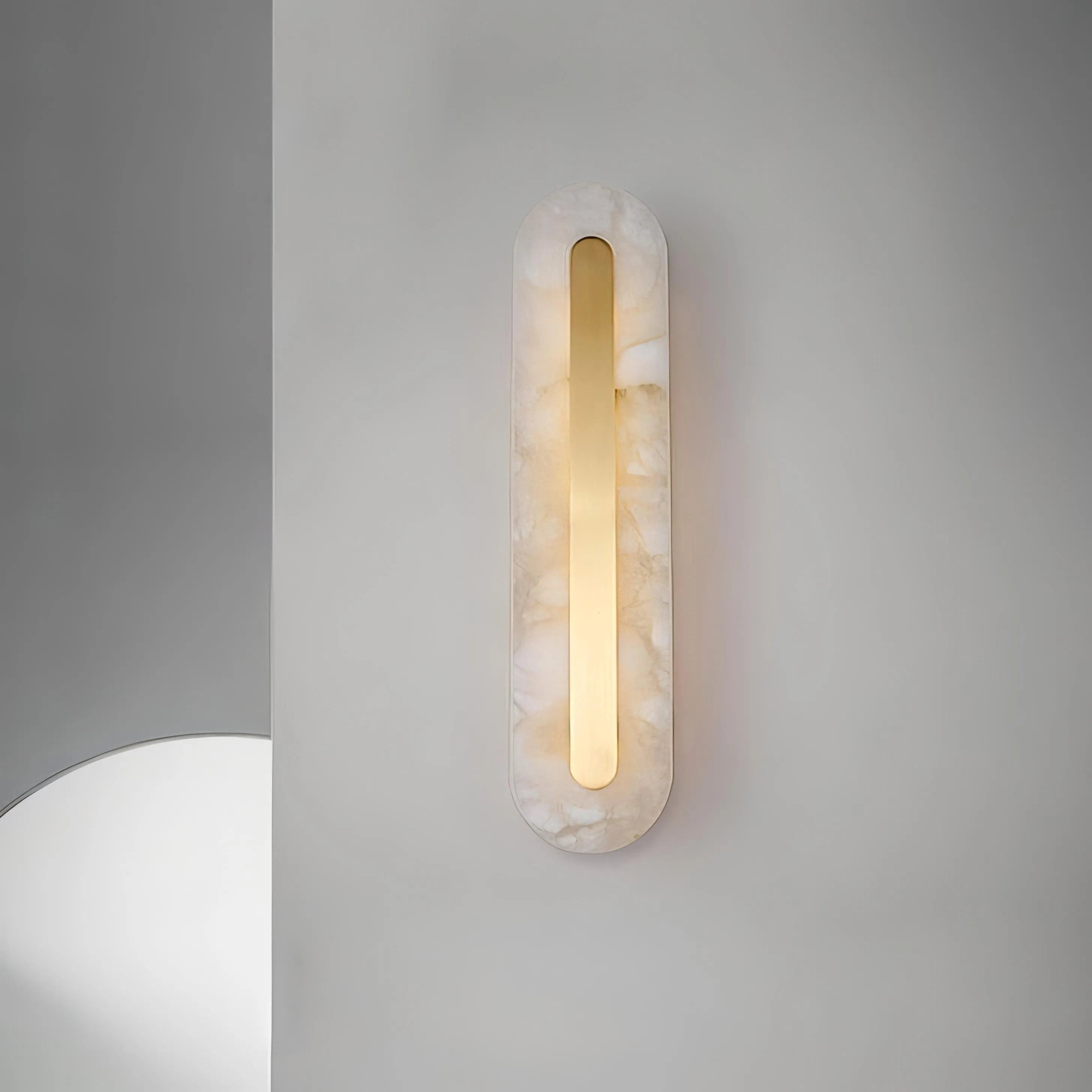 Jedidiah - Marble Gold Frame Rounded Wall Light