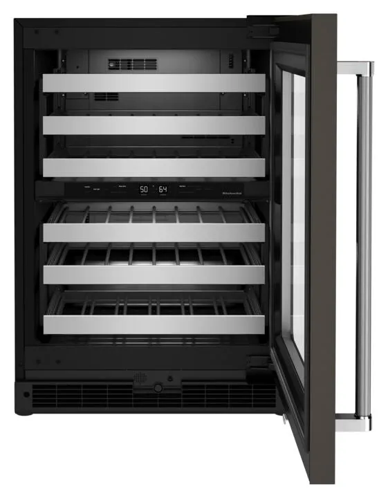 KitchenAid Black Stainless Under-Counter 46-Bottle Wine Cellar (5.0 cu. ft.) - KUWR314KBS