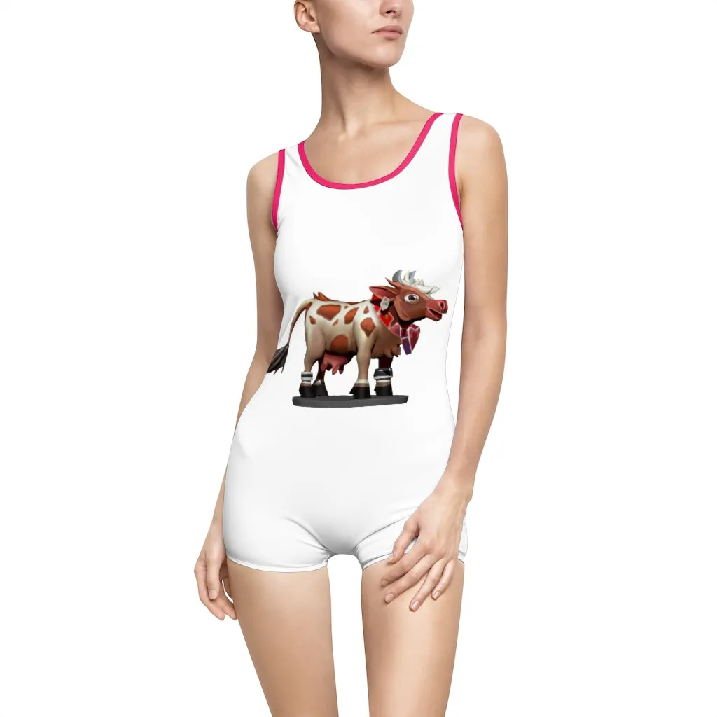 Light Brown Cow Women's Vintage Swimsuit