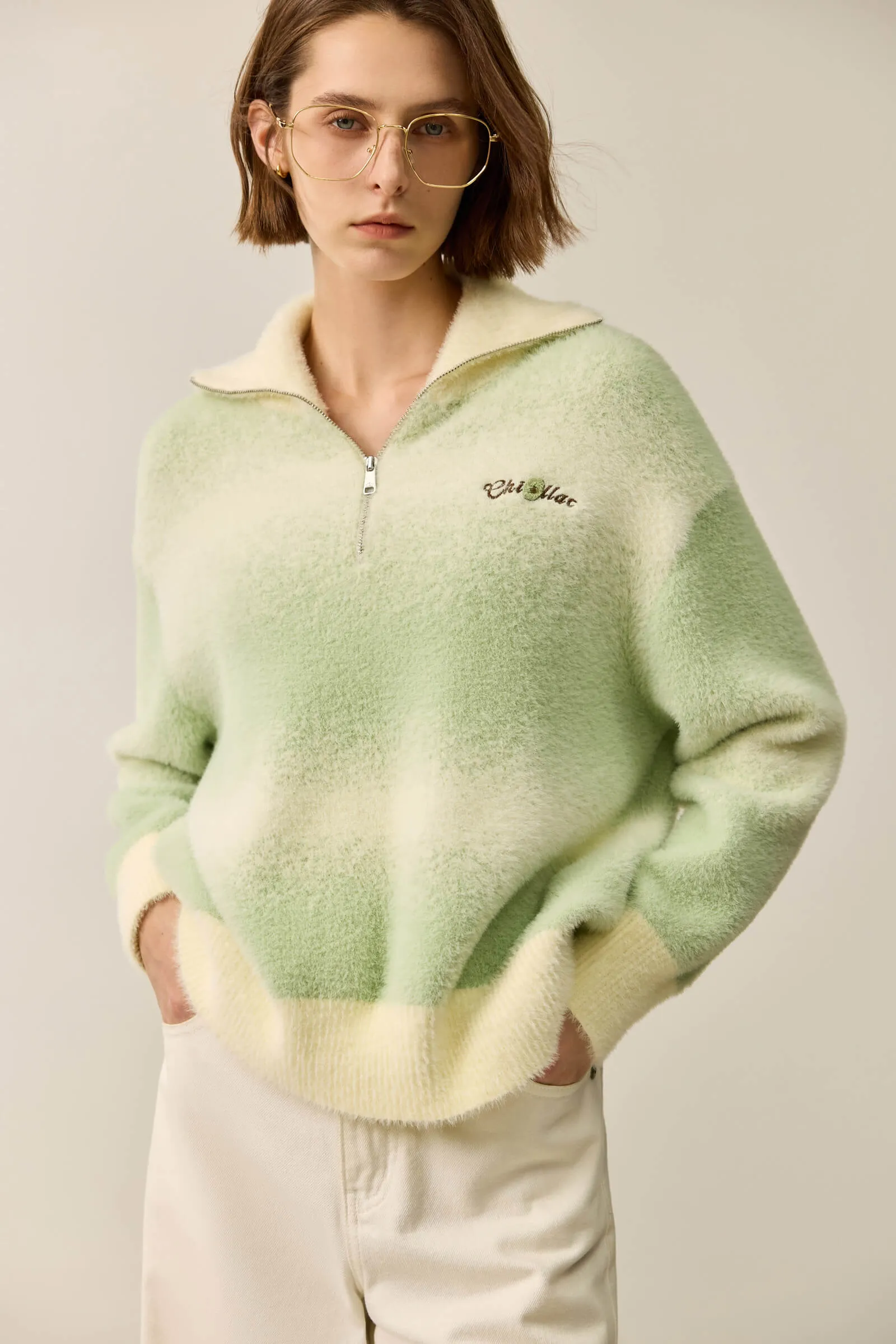 LILY Soothing Gradient Green Sweater