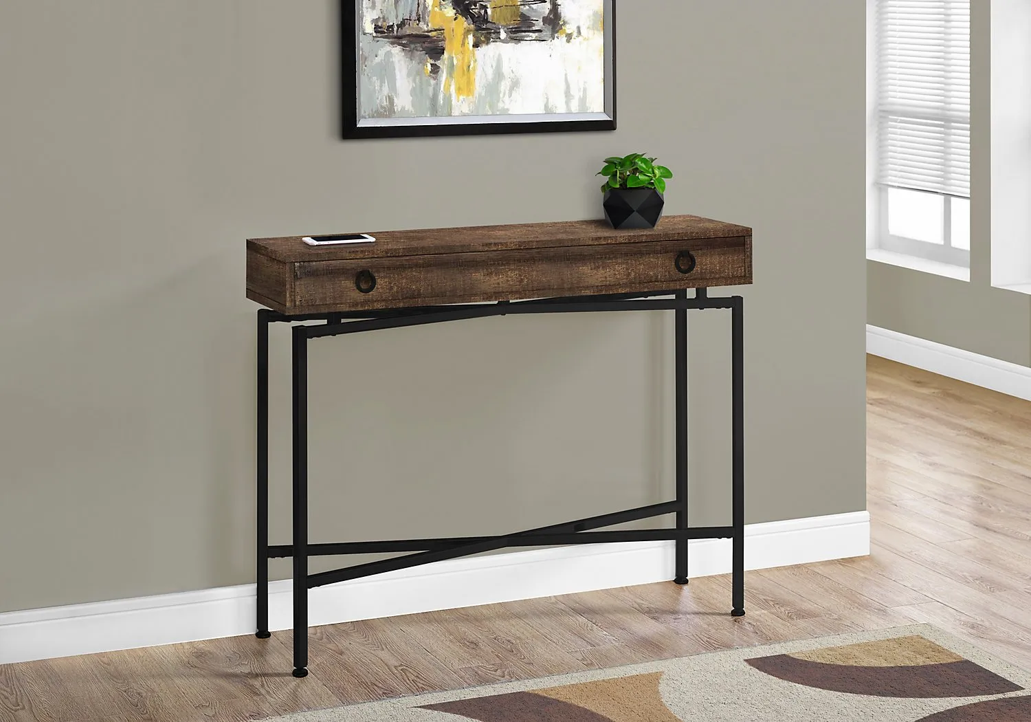 Lucena Reclaimed Wood-Look Sofa Table - Brown