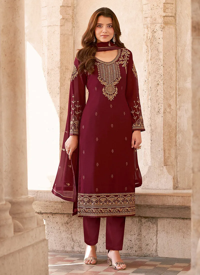 Maroon Georgette Salwar kameez