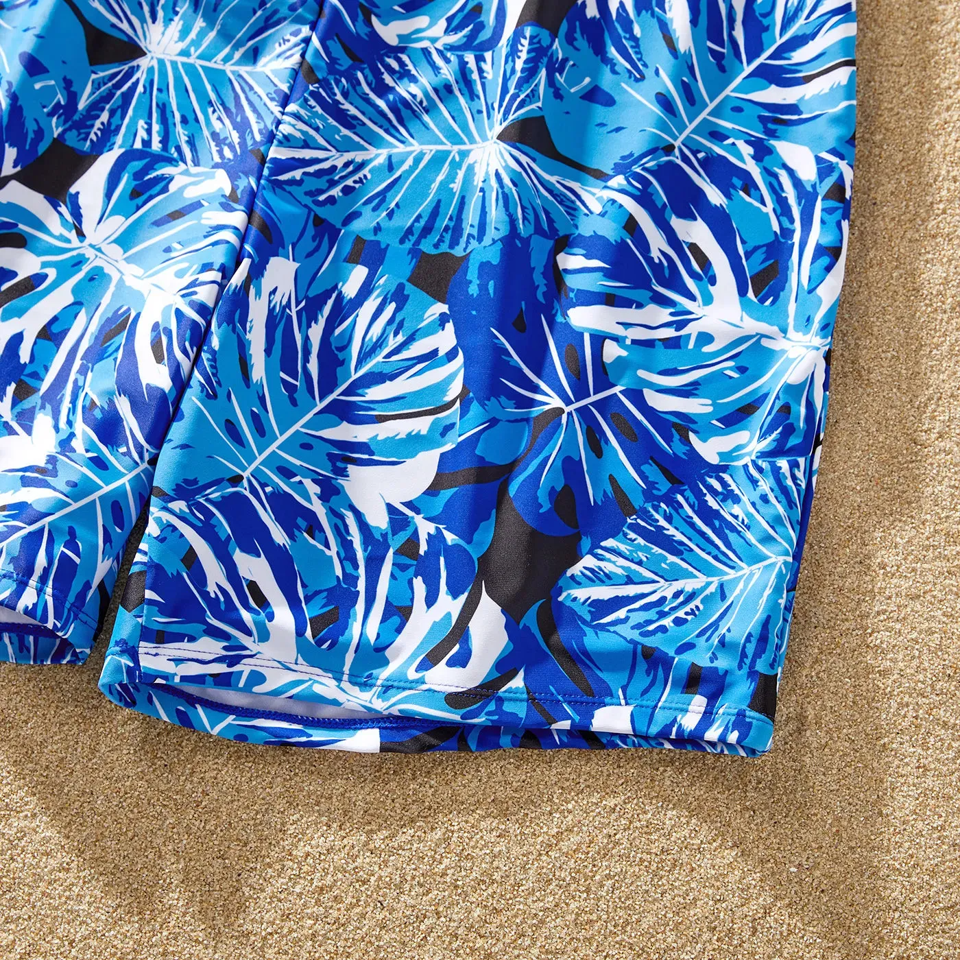 Matching Family Swimwear Blue Plant Floral Swimsuit