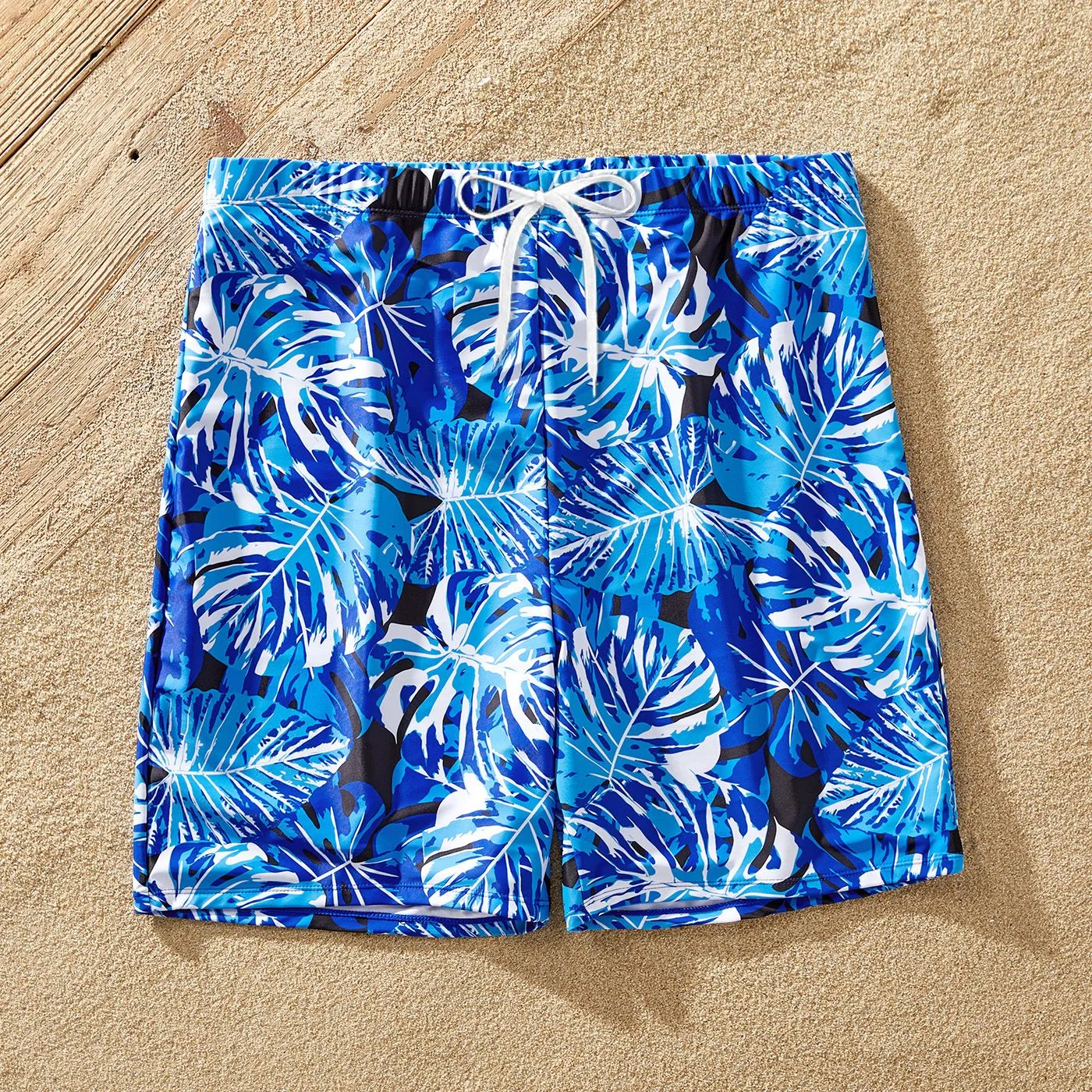 Matching Family Swimwear Blue Plant Floral Swimsuit