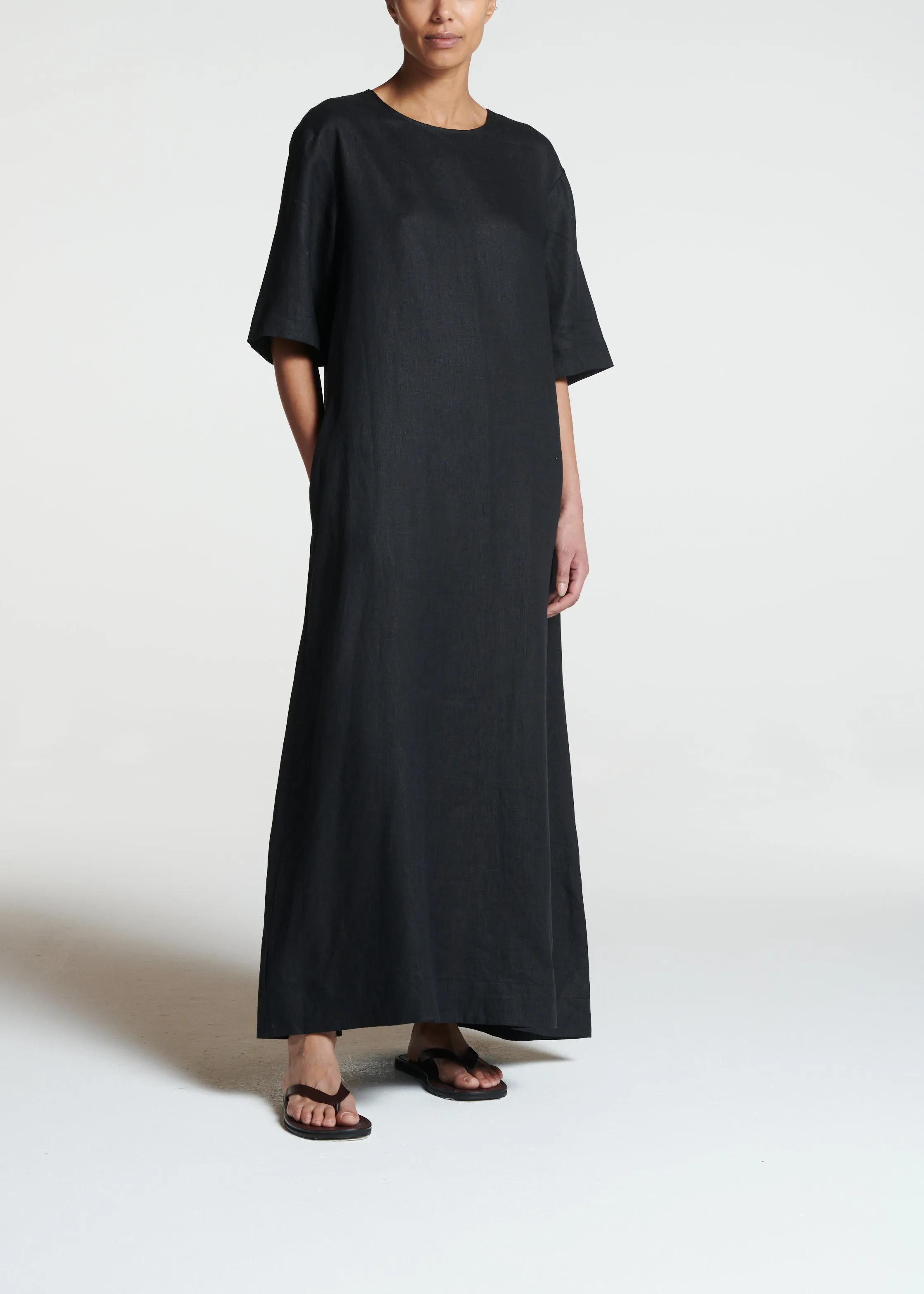 Mina Dress Black Linen