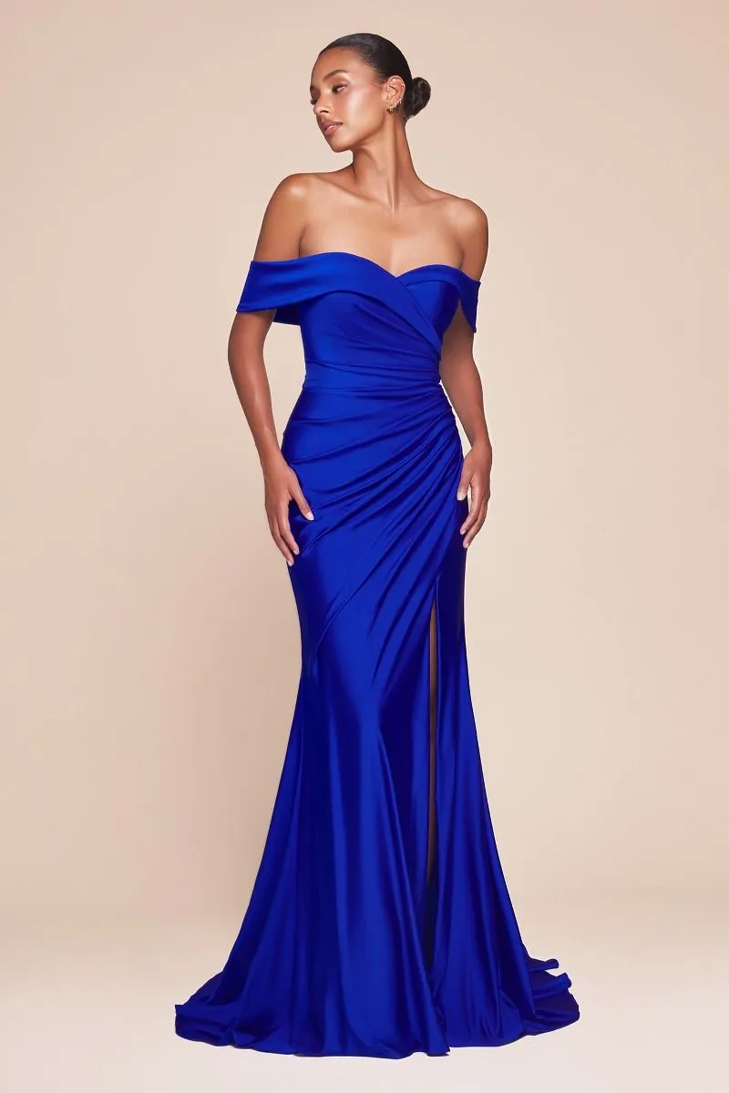 OFF SHOULDER STRETCH SPANDEX GOWN