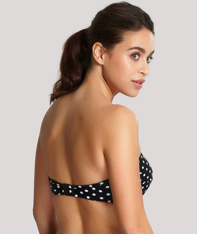 Panache Swimwear Anya Spot Bandeau Moulded Underwired Bikini Top - Black White