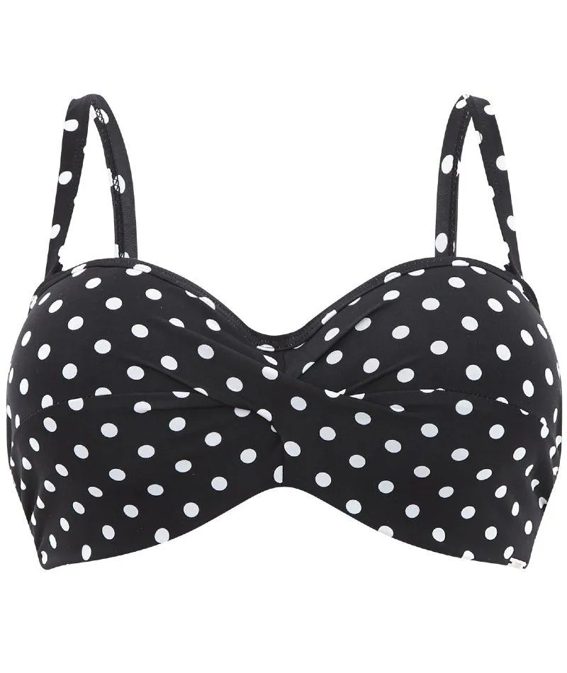 Panache Swimwear Anya Spot Bandeau Moulded Underwired Bikini Top - Black White