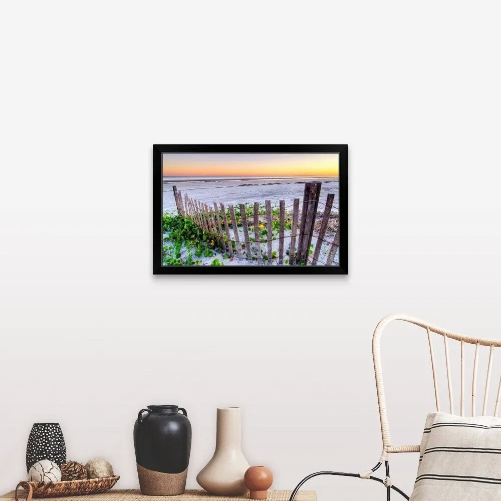 "A beach fence at sunset on Hilton Head Island, South Carolina." Black Framed Print