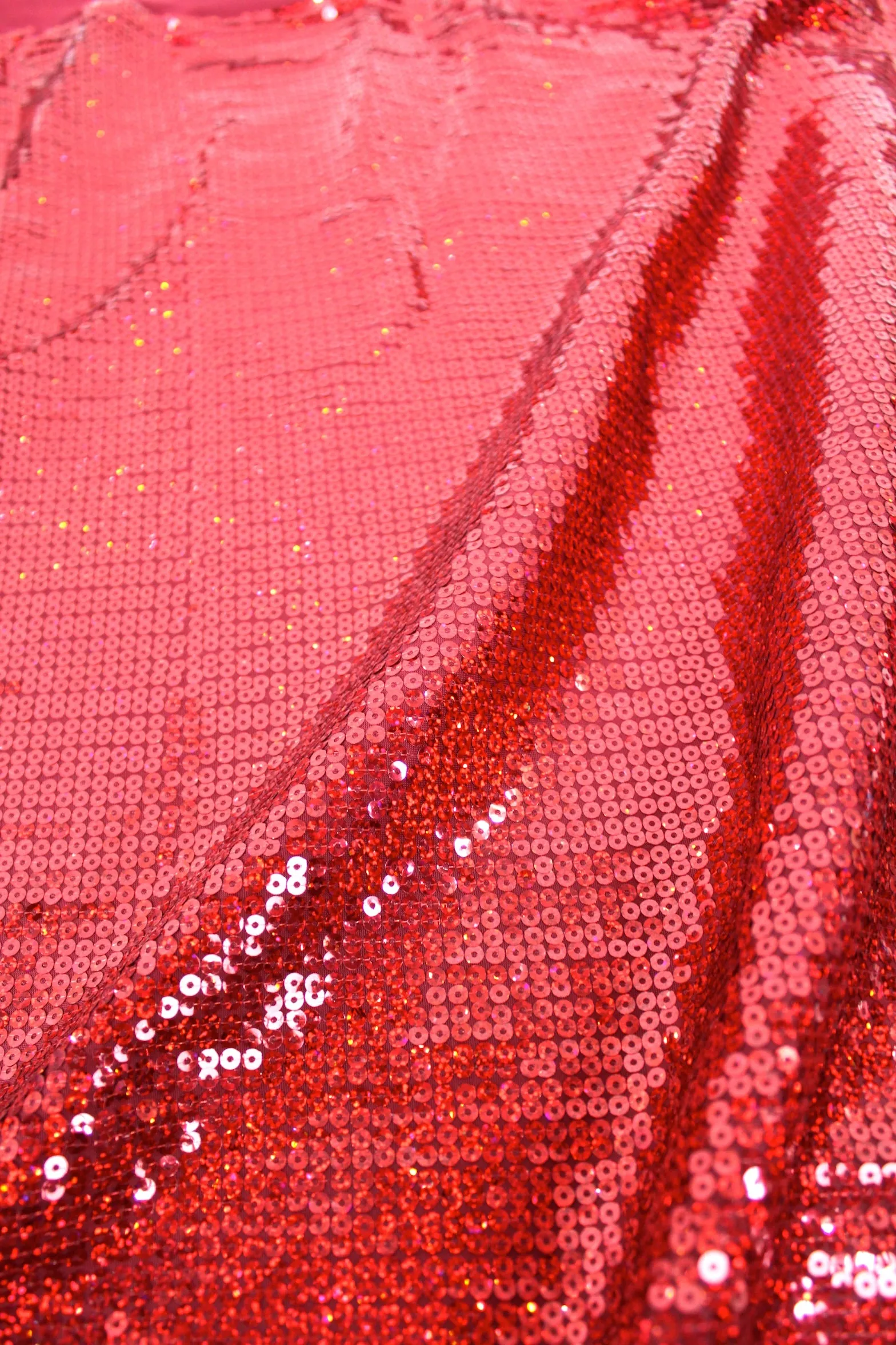 Red Sequined Poly Spandex Fabric Sample