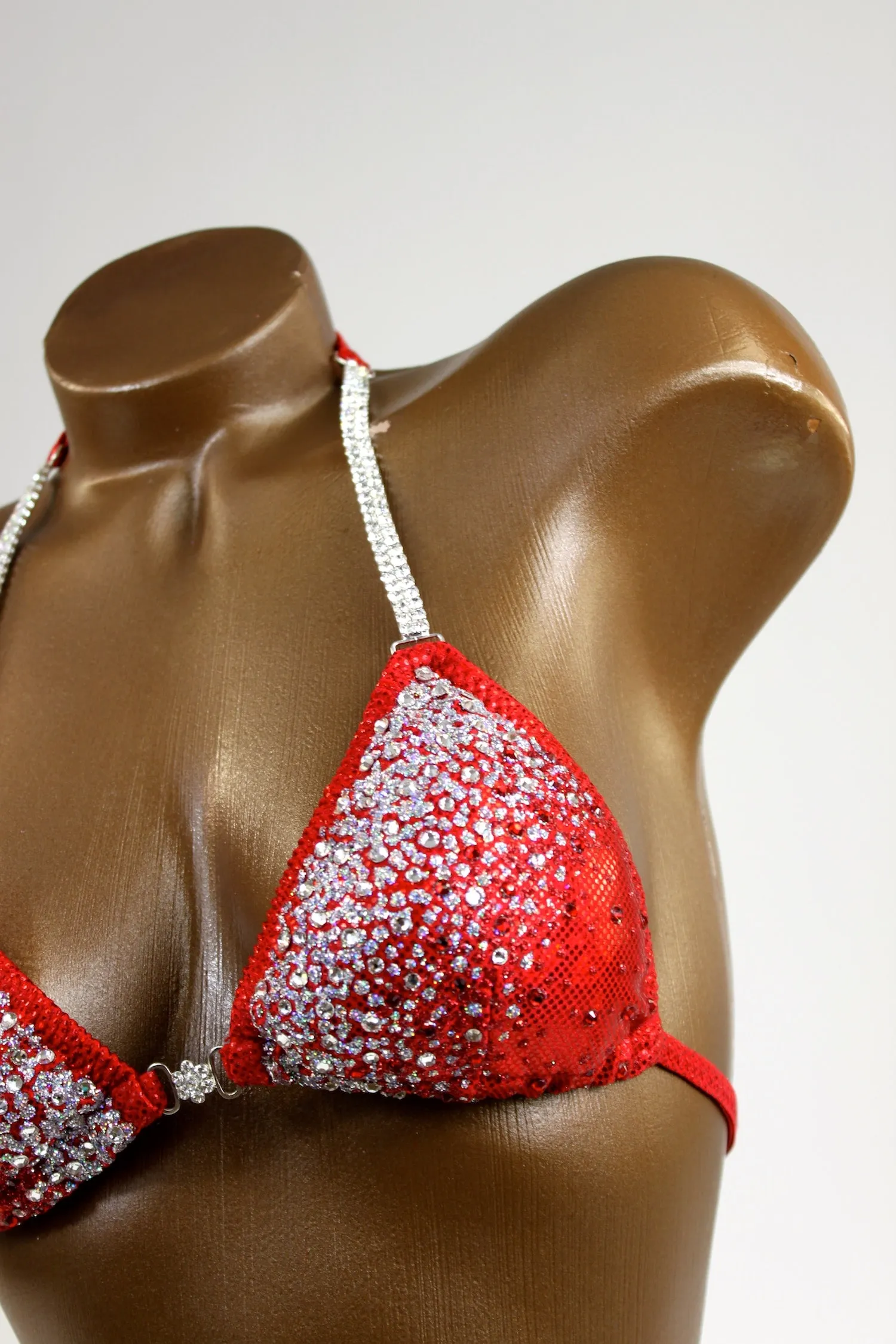 Red Sparkling Hologram Spandex Bikini Suit