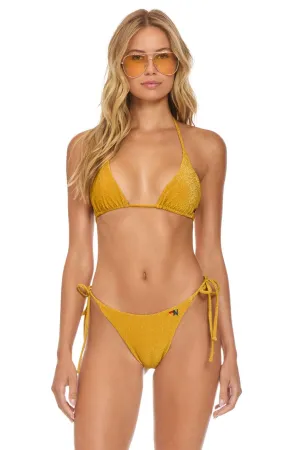 SPARKLE TURKS TRIANGLE BIKINI TOP - GOLD