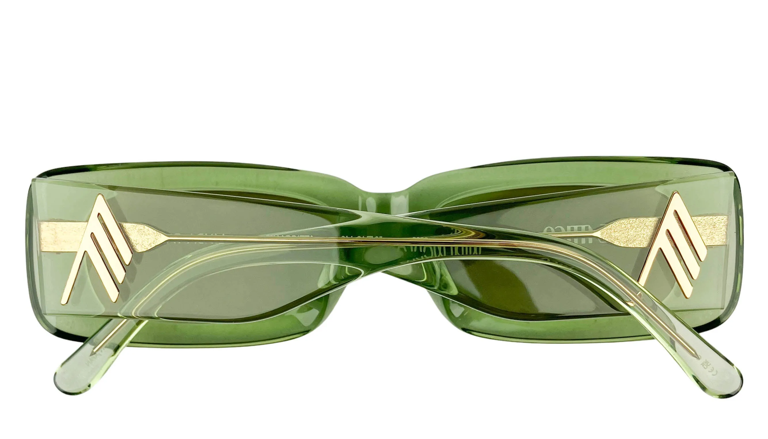 The Attico x Linda Farrow Mini Marfa Square-Frame Acetate Sunglasses in Green