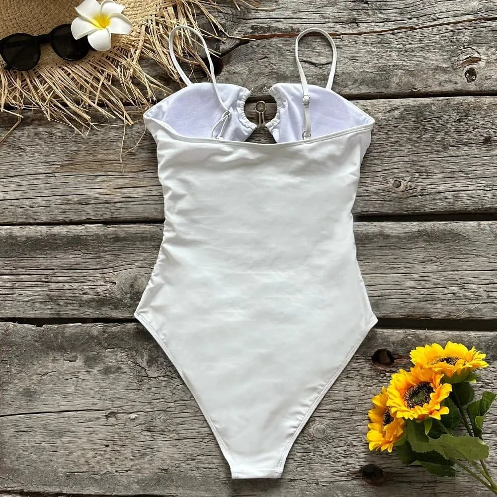 White Hollow Out Monokini