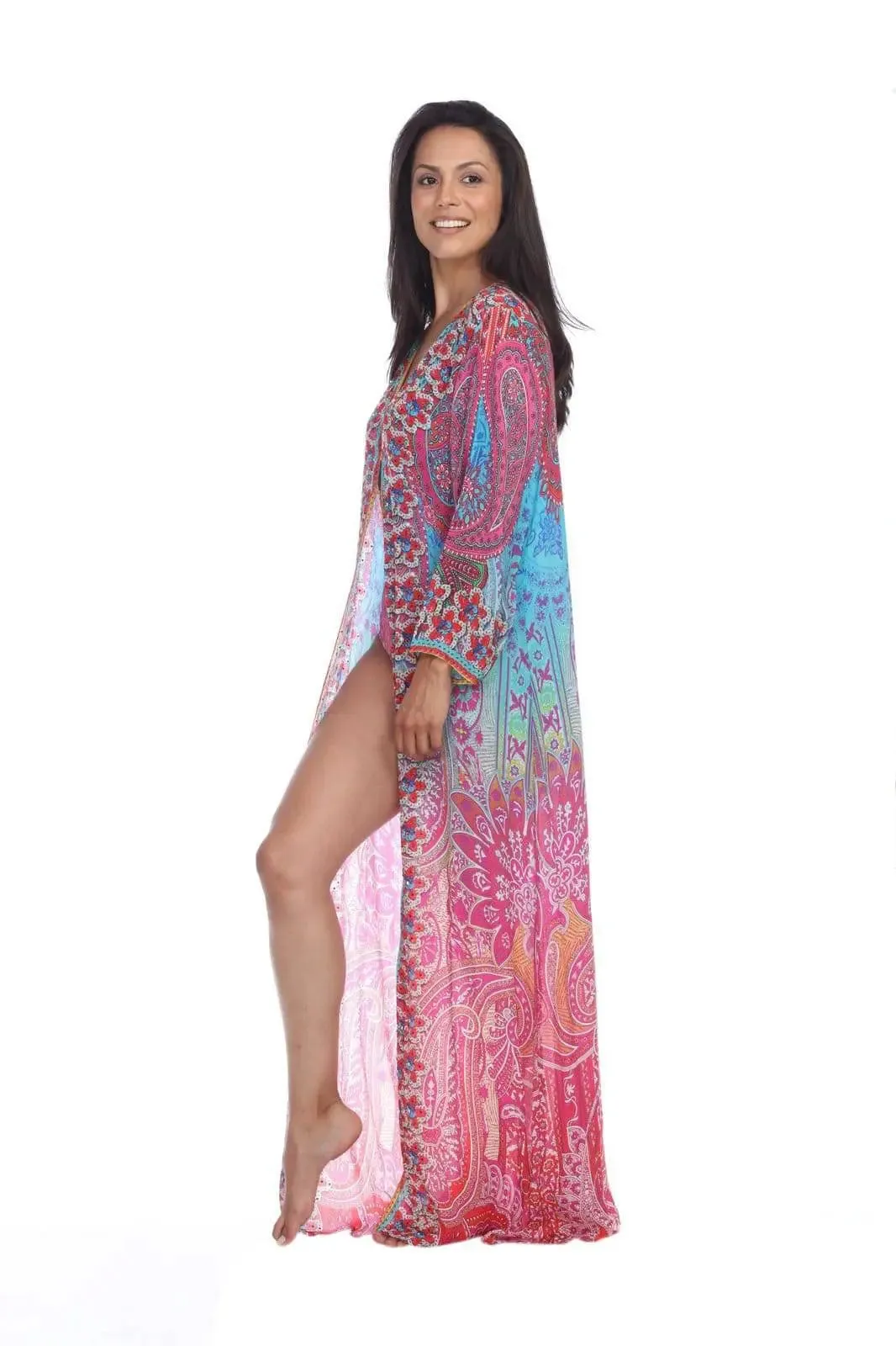 Wholesale Best Swimwear Cover Up Kimonos In Multi-Color Prints FRor Women Made From Viscose Silk