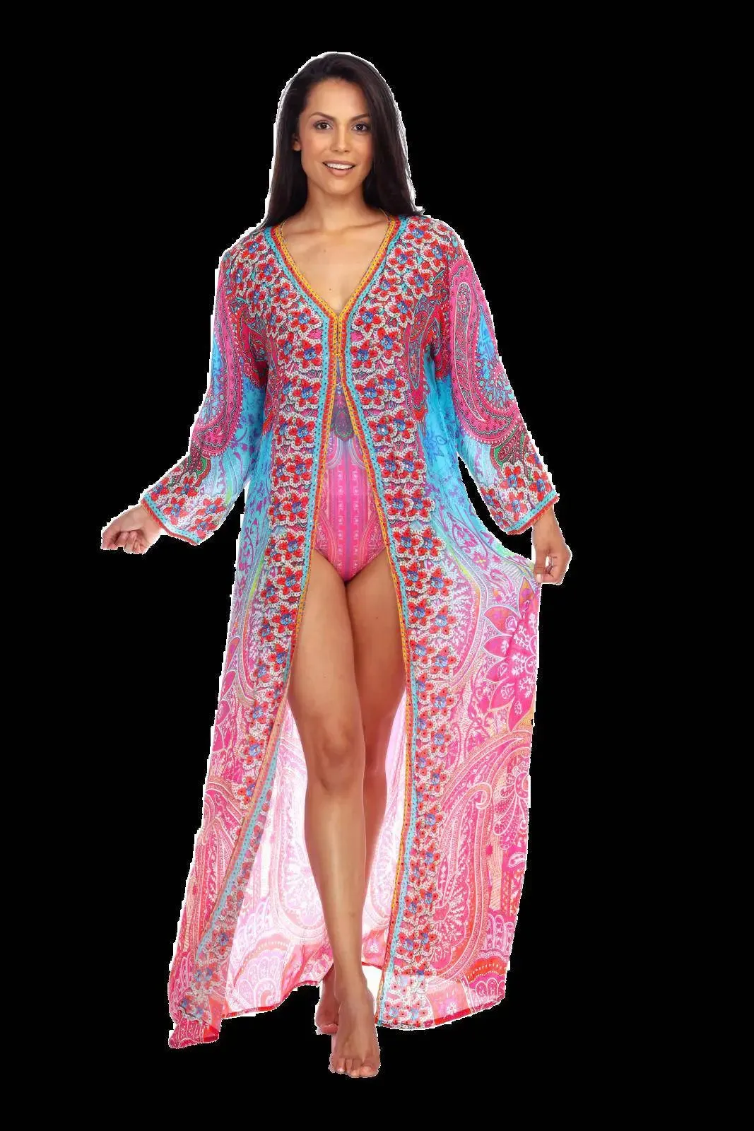 Wholesale Best Swimwear Cover Up Kimonos In Multi-Color Prints FRor Women Made From Viscose Silk