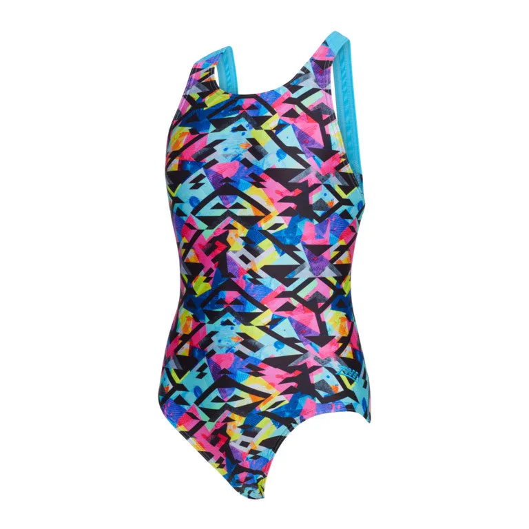 Zoggs Girls Flyback One Piece - Neon Cracker