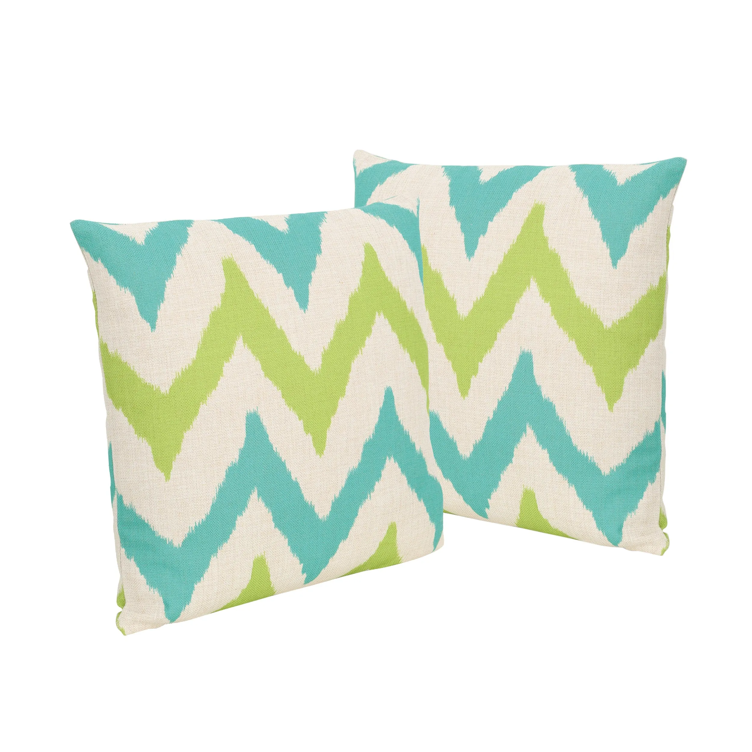 Zora Outdoor 18-inch Water Resistant Square Pillows, Teal and Green